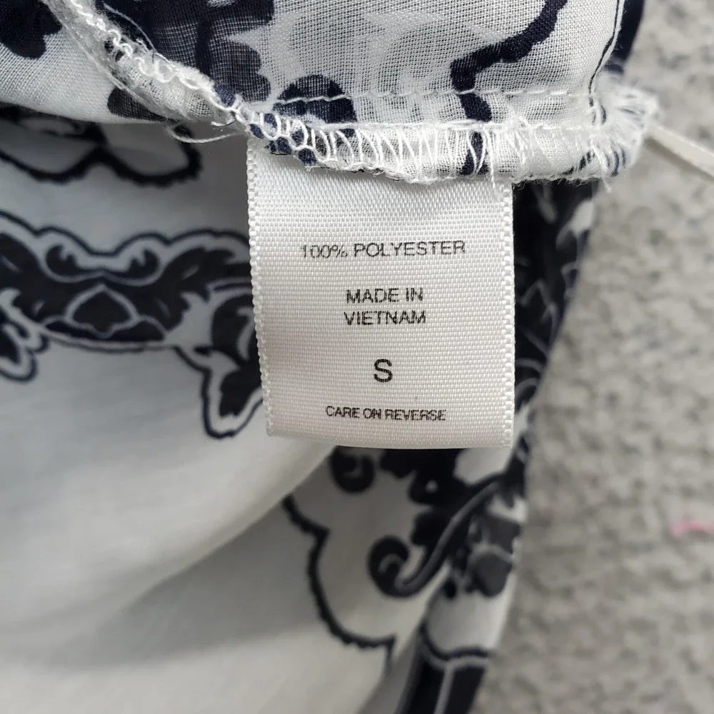 New York & Company Sheer Cover-up Overshirt Women's S Multi Geometric 3/4 Sleeve - Picture 8 of 8